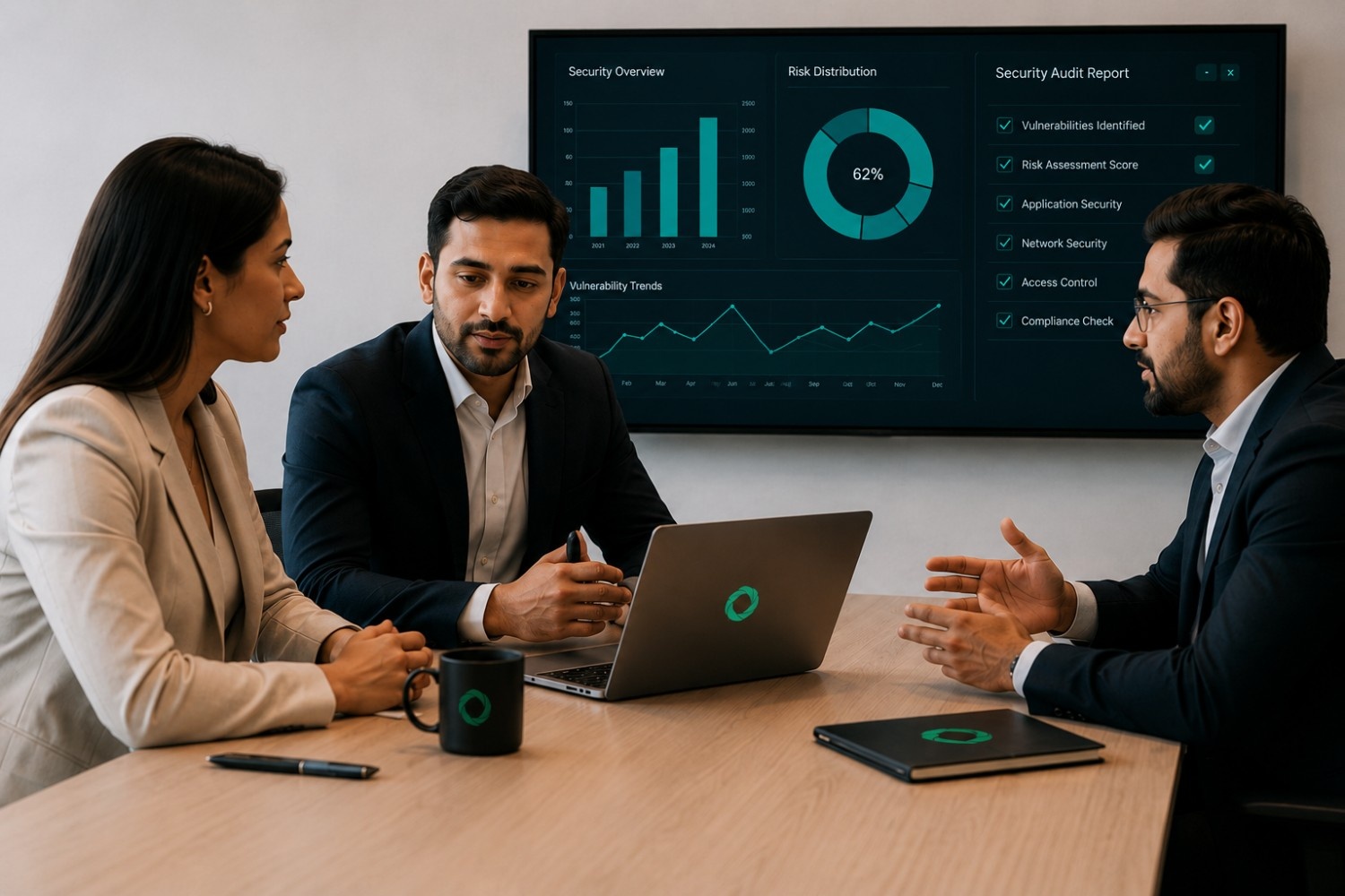 Collaborative business meeting with data insights
