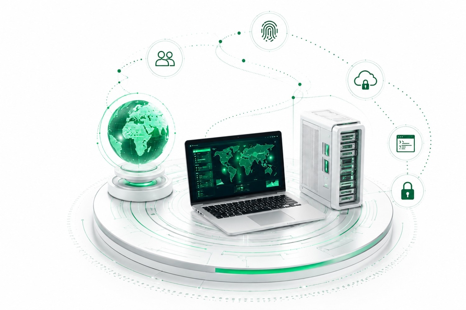 Futuristic tech network and security system visual