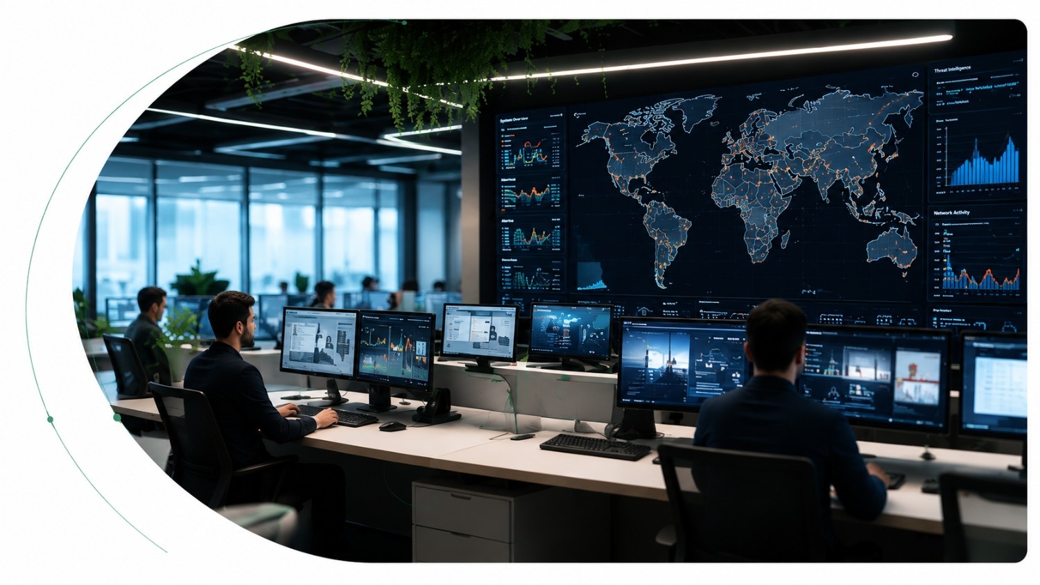 Modern cybersecurity operations center in action