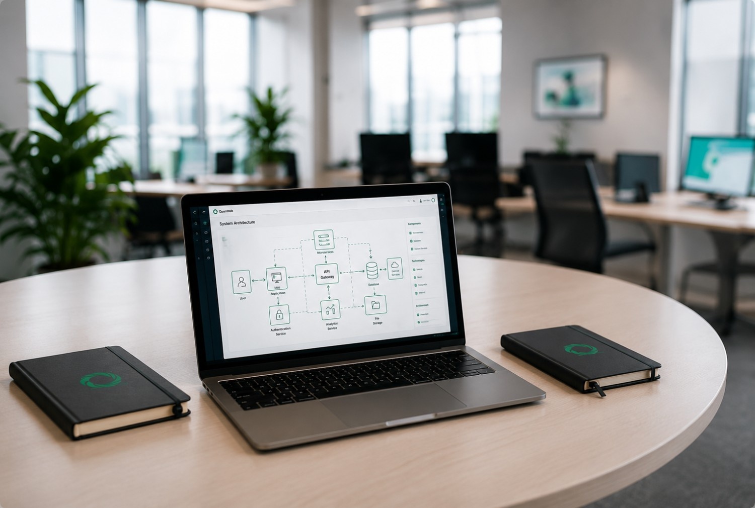 Modern office with tech workspace