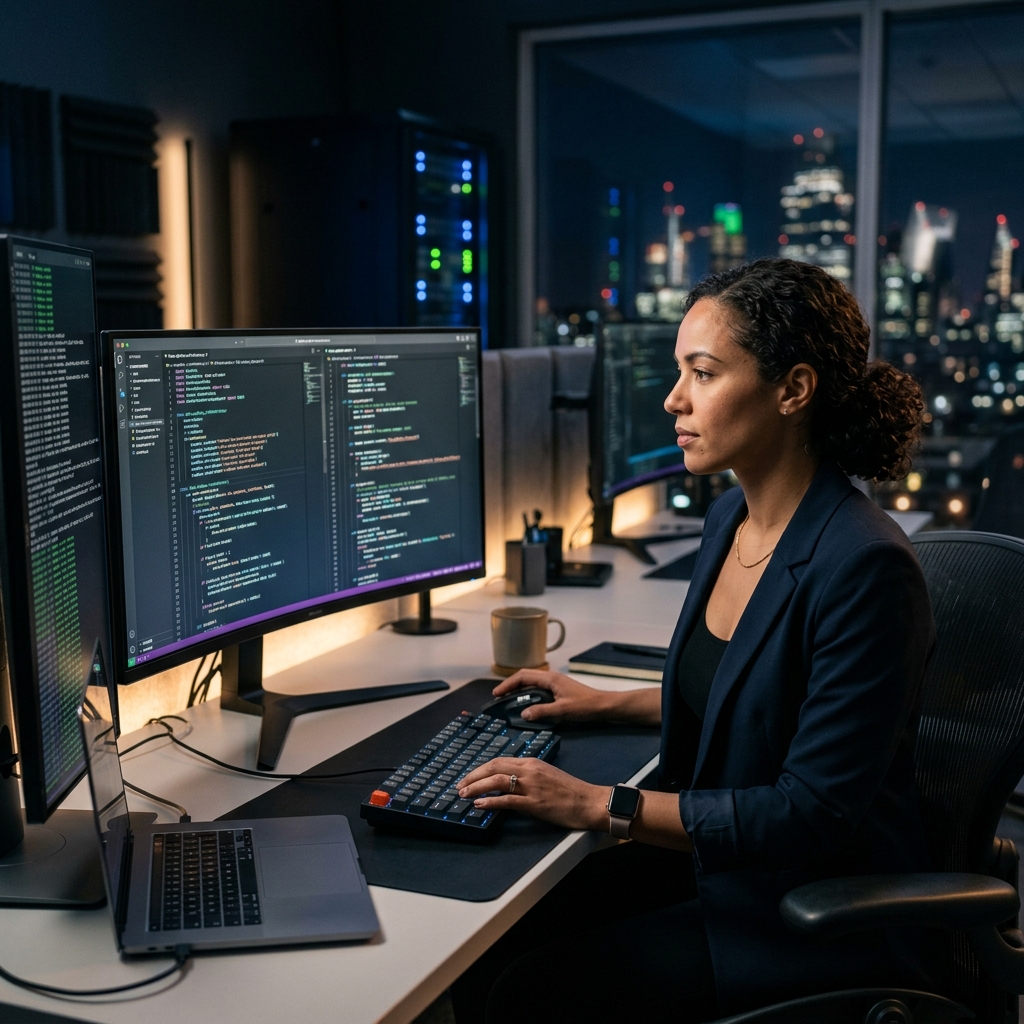 Software engineer coding
